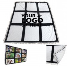 9 Printable Custom Panel Sublimation Flannel Blanket with Tassels